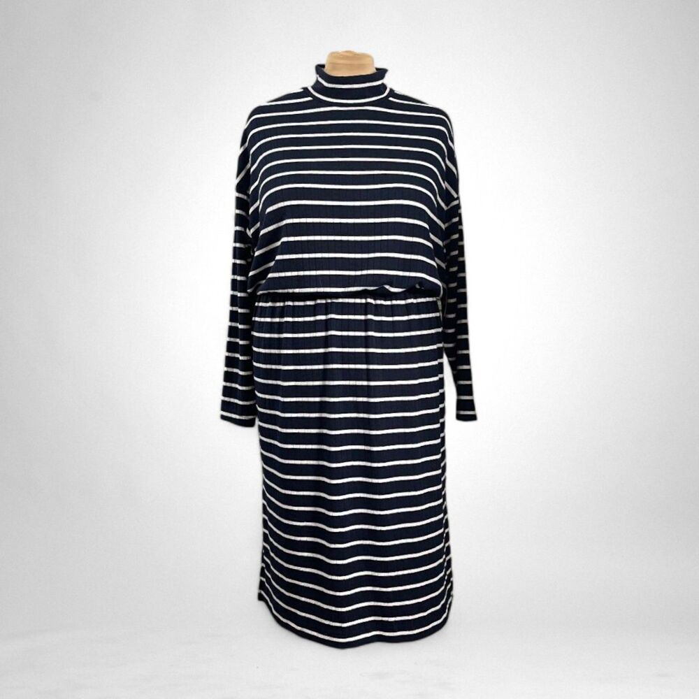OLD NAVY Long-Sleeve Waist-Defined Rib-Knit Striped Midi Sweater Dress New, 2X